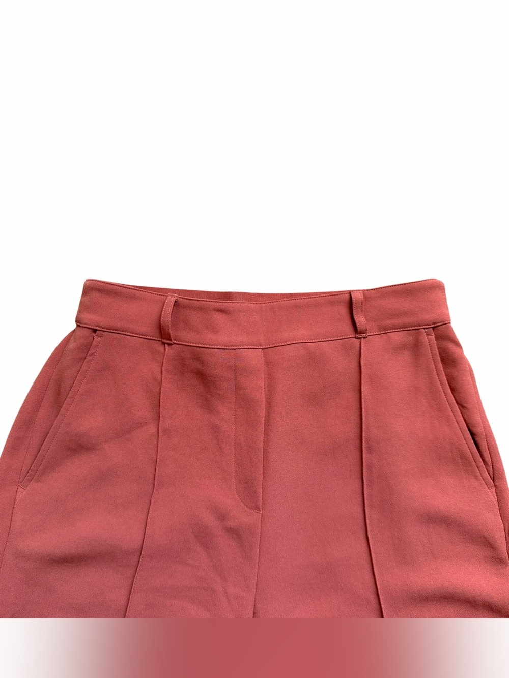 Spanx Carefree Crepe Trousers Womens Medium Coral High Rise Drapey Straight Leg - Picture 4 of 7